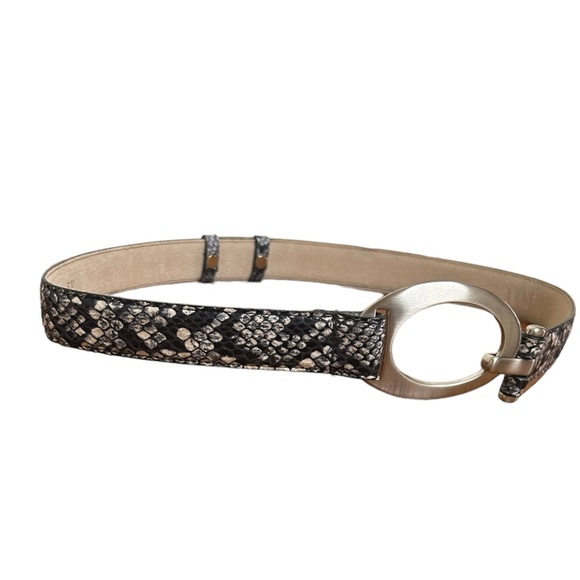 •NEVER WORN• Genuine Leather Lined Belt Snake Effect Animal Print Vintage Belt - Picture 10 of 11